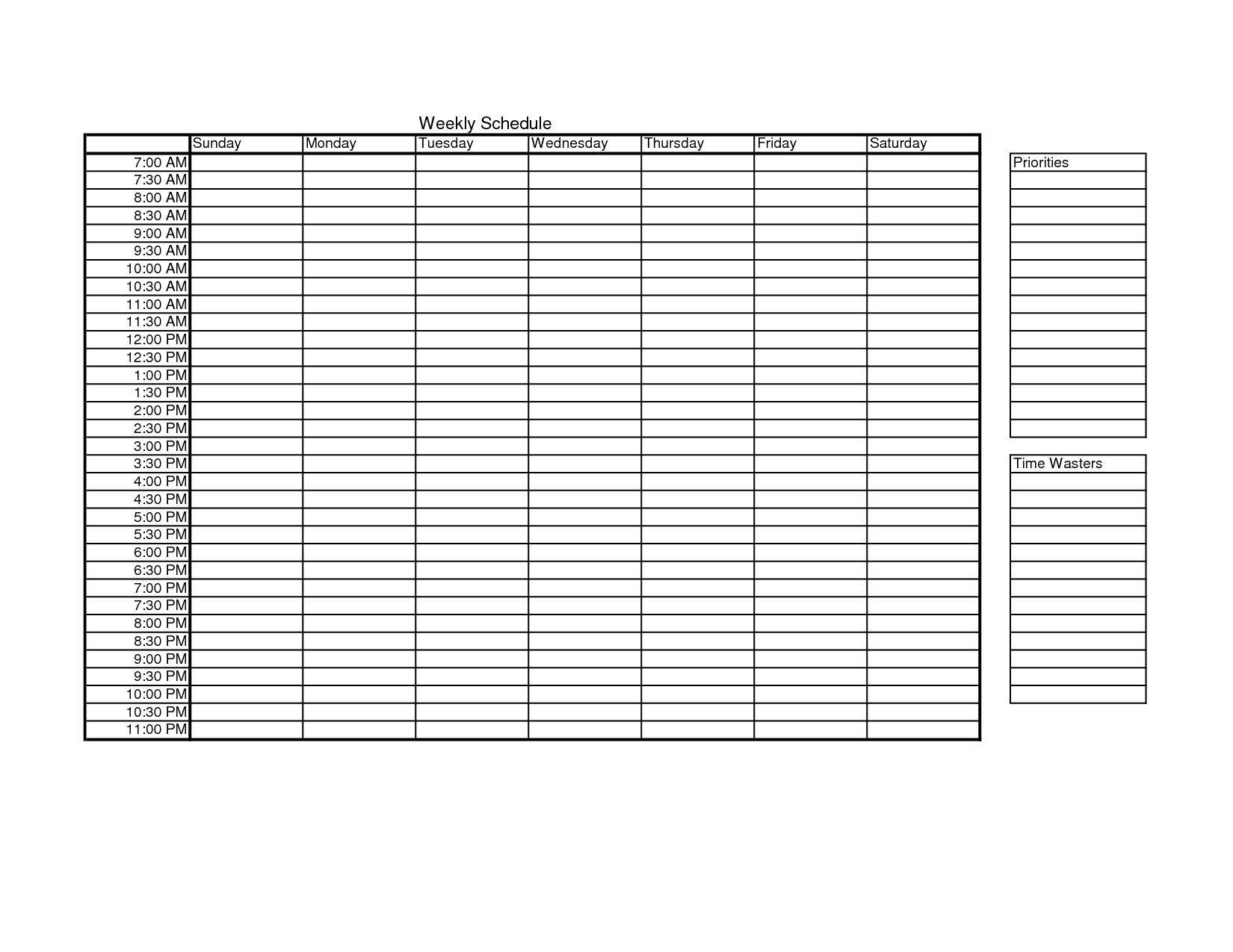 Blank Monthly Employee Schedule Template