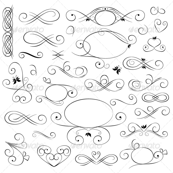 12 Single Calligraphic Element Images