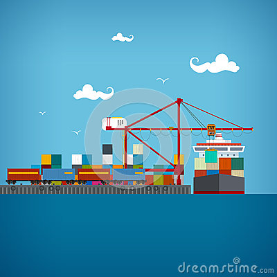 Cargo Ship Container Illustration
