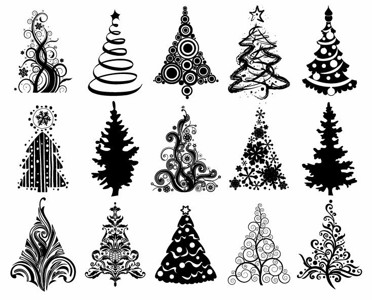 17 White Christmas Tree Vector Images