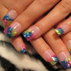 Colorful French Nail Art Colorful French Nail Art