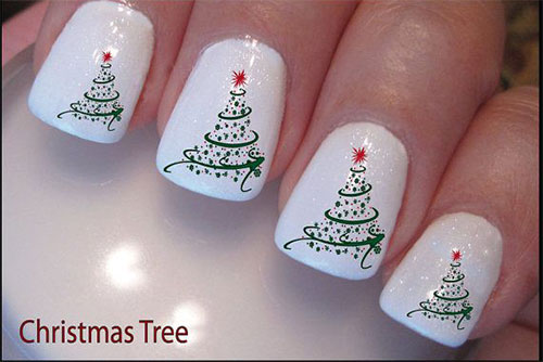 Easy Christmas Tree Nail Art Designs