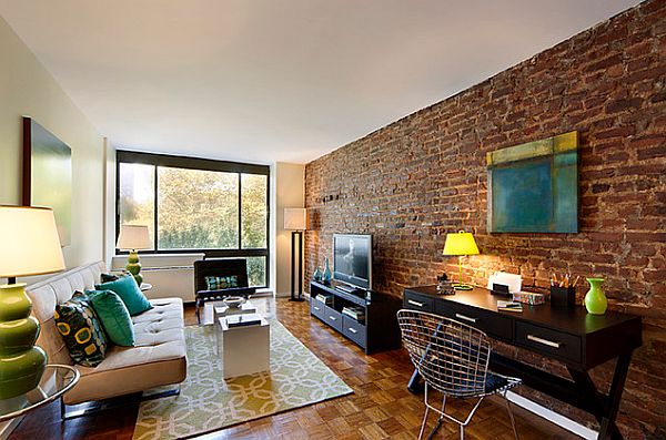 Exposed Brick Wall Living Room