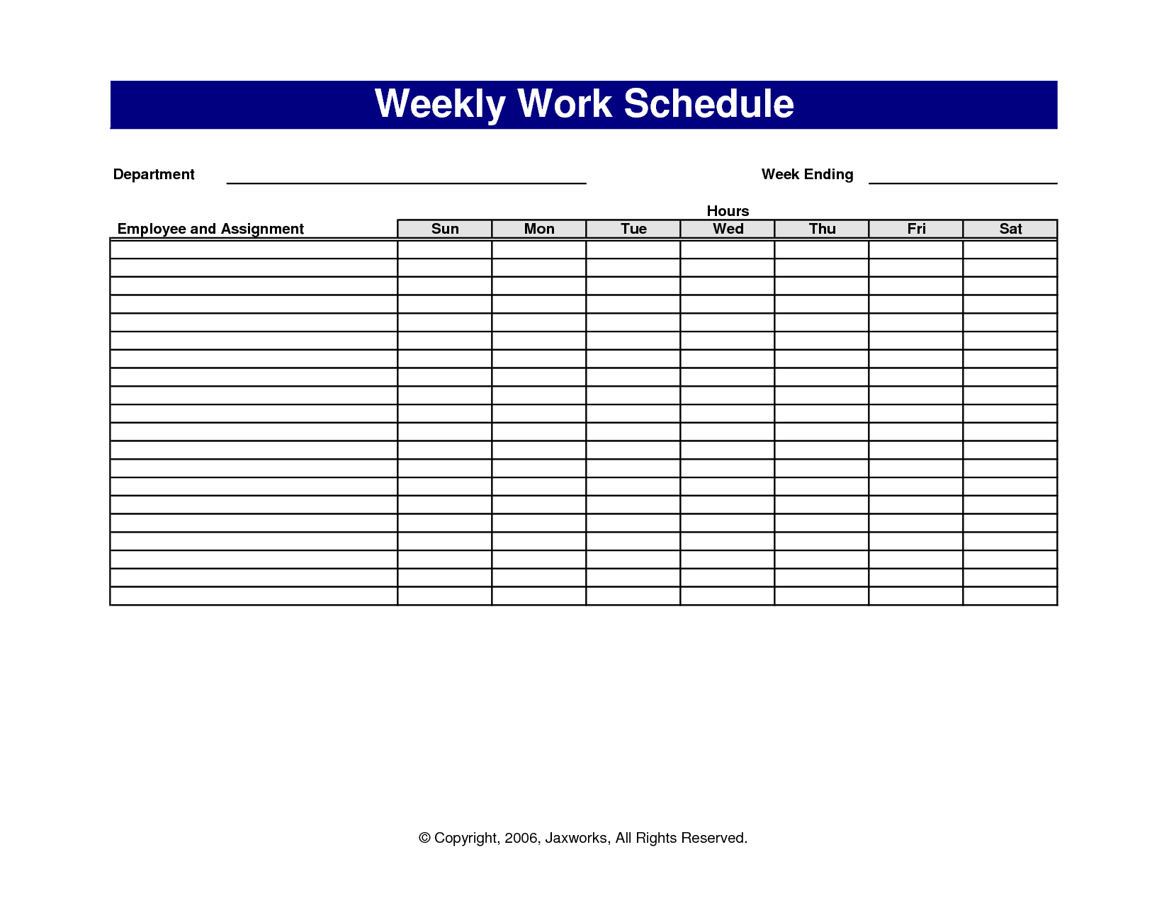 Free Weekly Work Schedule Template