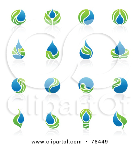 Green Leaf Water Drop Logo