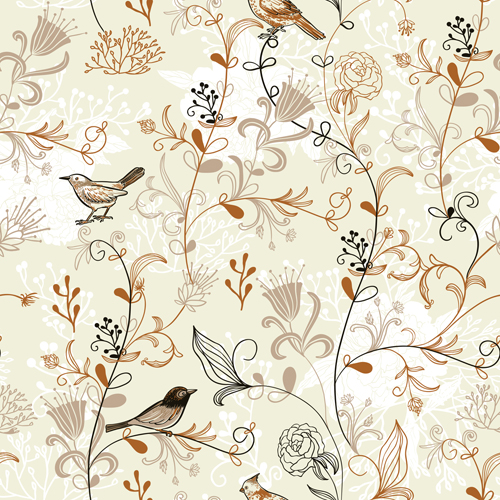 Hand Drawn Birds and Flowers Hand Drawn Birds and Flowers