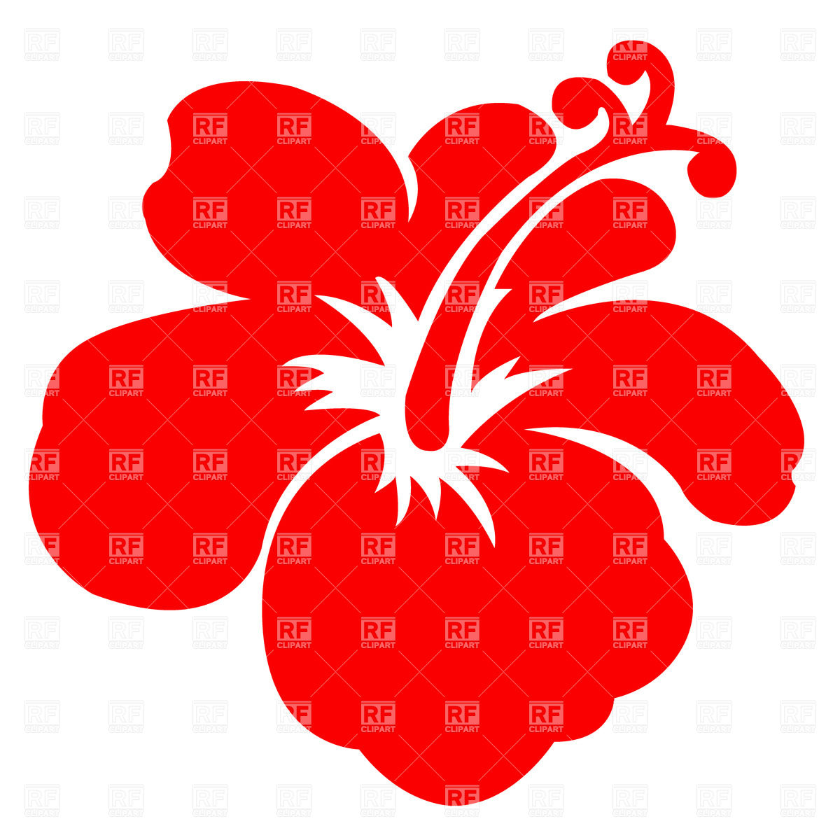 Hawaiian Red Hibiscus Flower Clip Art