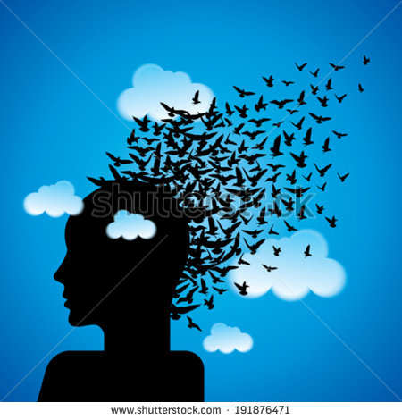 Human Head with Birds Flying Out of It