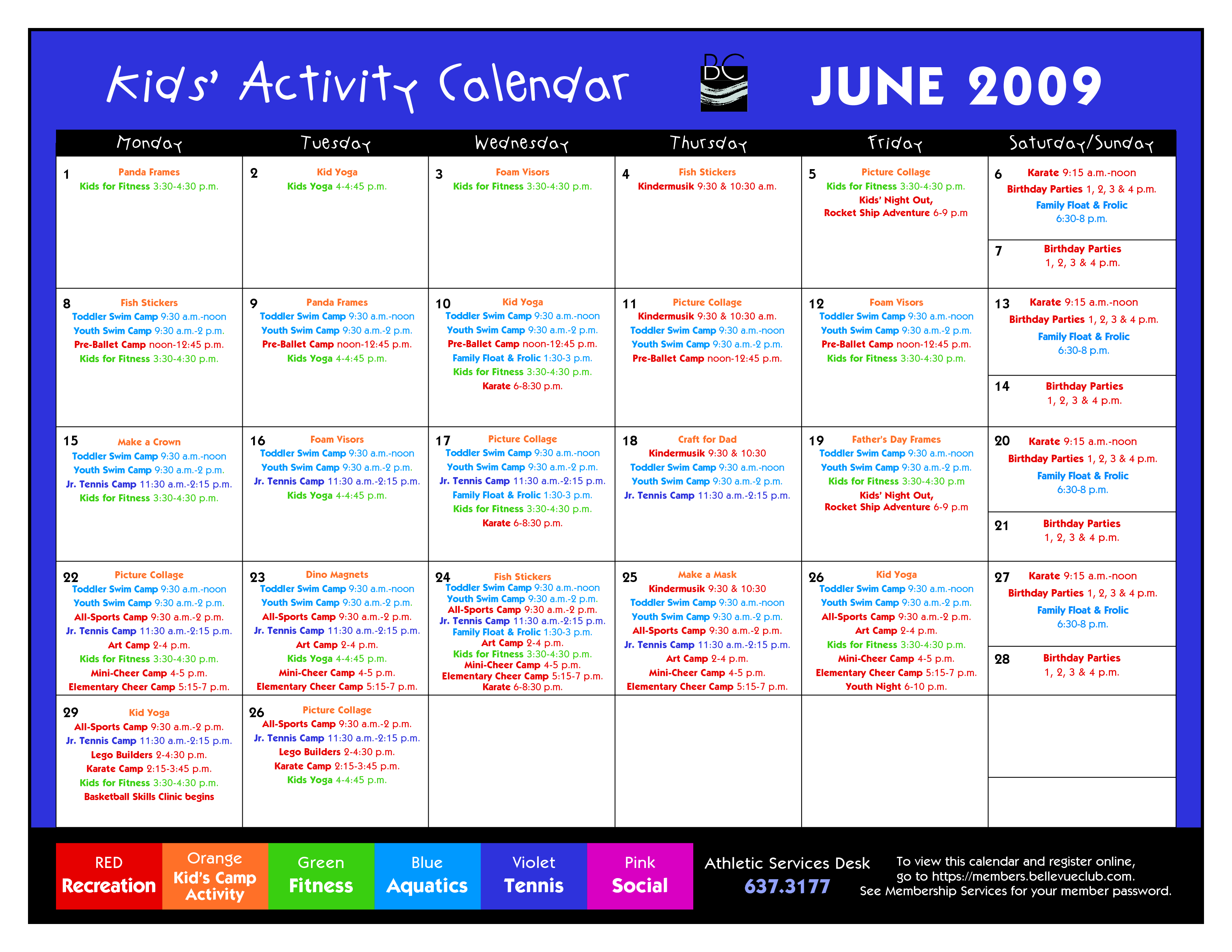 Kids Activity Calendar Template