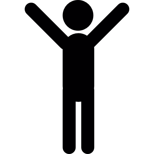 Man Silhouette Standing with Arms Up Man Silhouette Standing with Arms Up