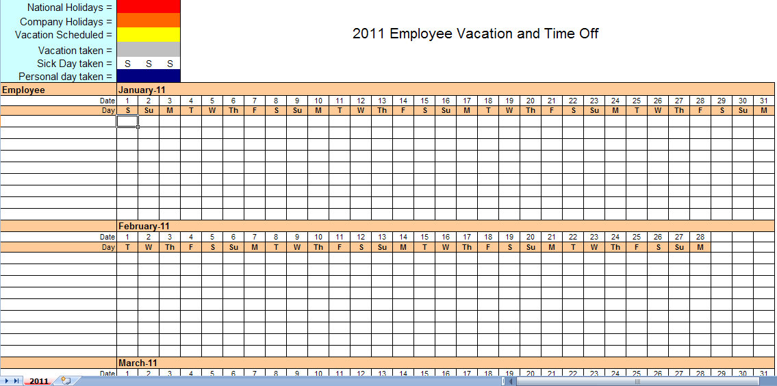 Monthly Employee Schedule Template