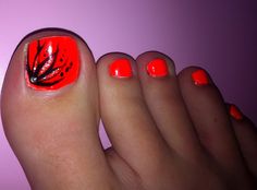 Neon Orange Toe Nail Designs