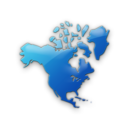 North America Map Icon Blue