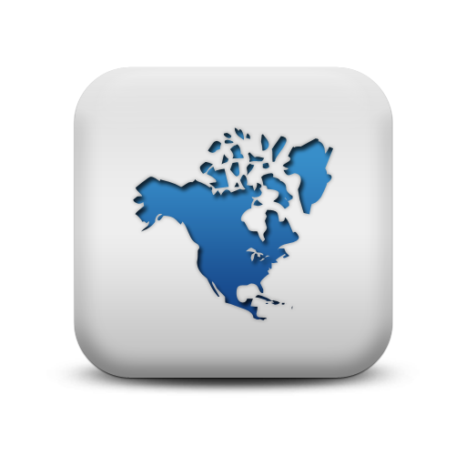 North America Map Icon Blue