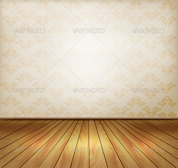 Old Wooden Floor and Wall Background with A