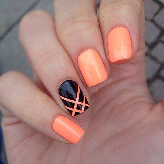 Orange and Black Nail Designs