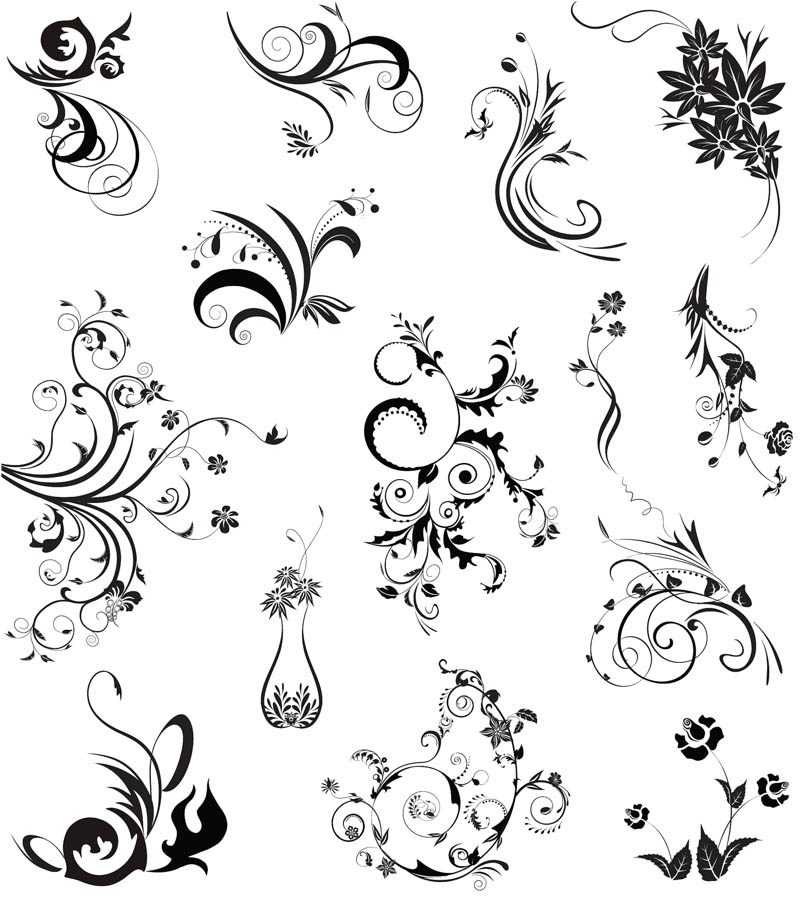 Ornamental Floral Vector Design Elements