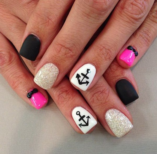 Pink Anchor Nail Art