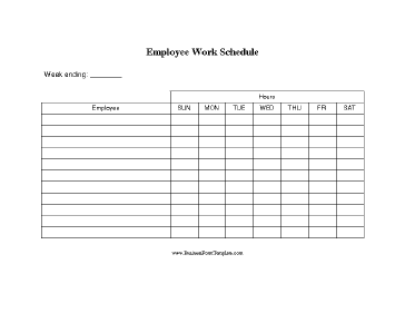 Printable Employee Work Schedule Template