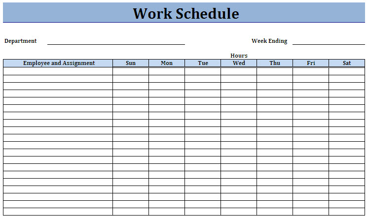 Printable Employee Work Schedule Template