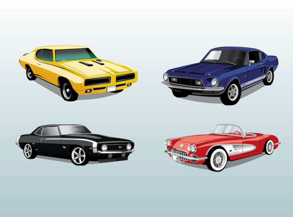 17 Retro Cars Vector Images