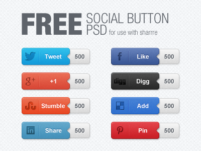 Share Social Buttons PSD