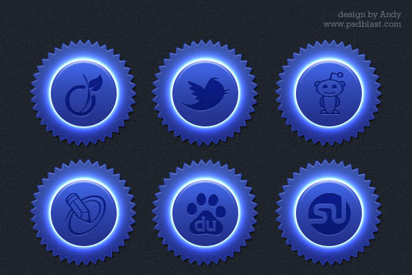 Social Icon Set Color Blue