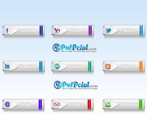 Social Media Buttons PSD