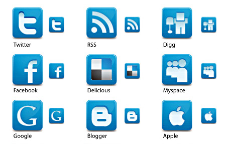 Social Media Icons Blue