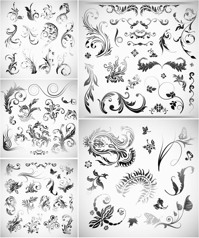 Swirl Floral Ornaments Vector Swirl Floral Ornaments Vector