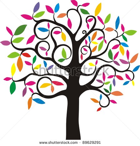 Tree with Colorful Leaves Clip Art