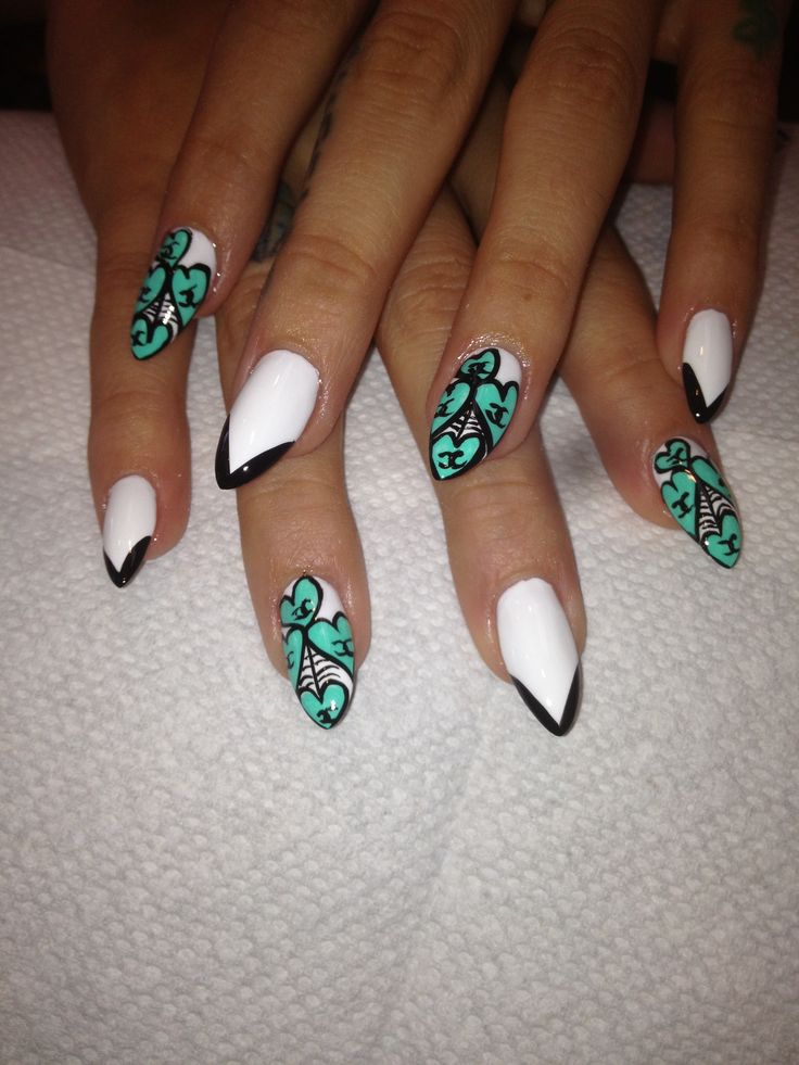 White Pointy Nail Designs