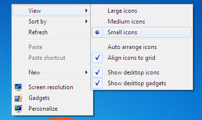 Windows 7 Desktop Icons Size Change