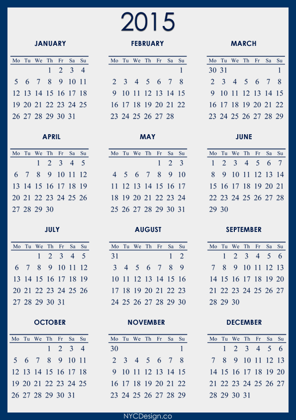2015 Calendar Printable 2015 Calendar Printable