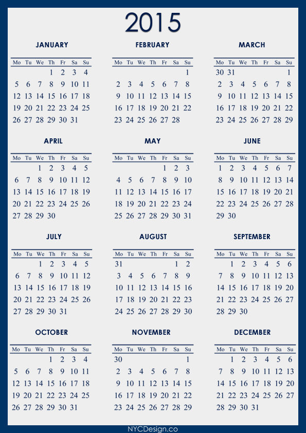 2015 Calendar Printable