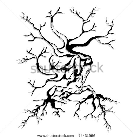 Abstract Tree with Roots Silhouette