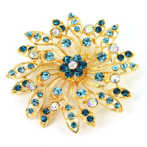 Aqua Blue and Gold Flower Design