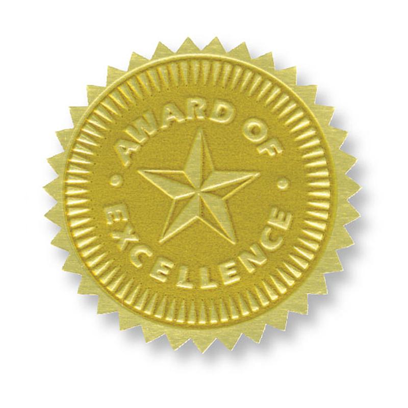 Award Certificate Seal Gold Embossed Stickers
