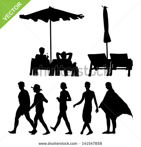 Beach Chair and Umbrella Silhouette