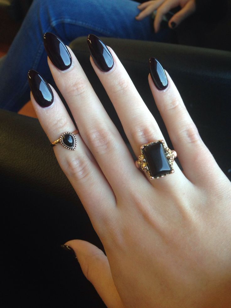 Black Almond Nails