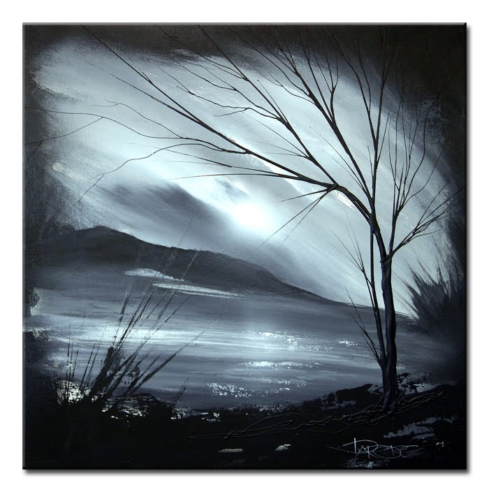 Black and White Abstract Landscape Paintings
