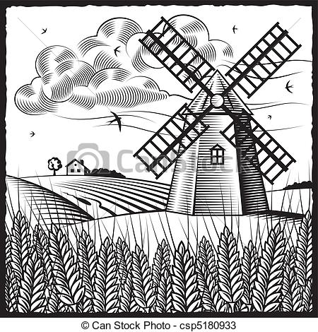 Black and White Landscape Clip Art