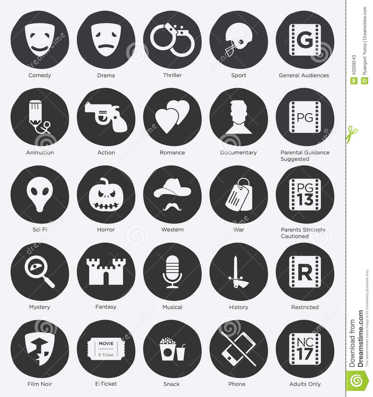 Black and White Vector Icon Flat