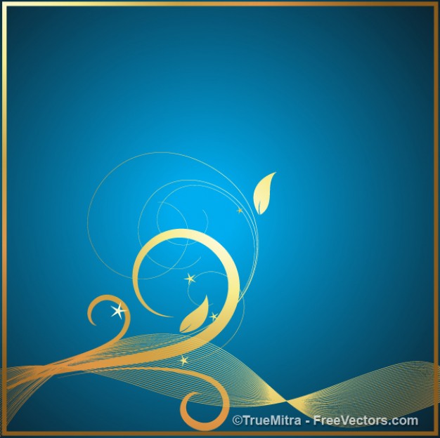 Black Blue and Gold Swirl Background
