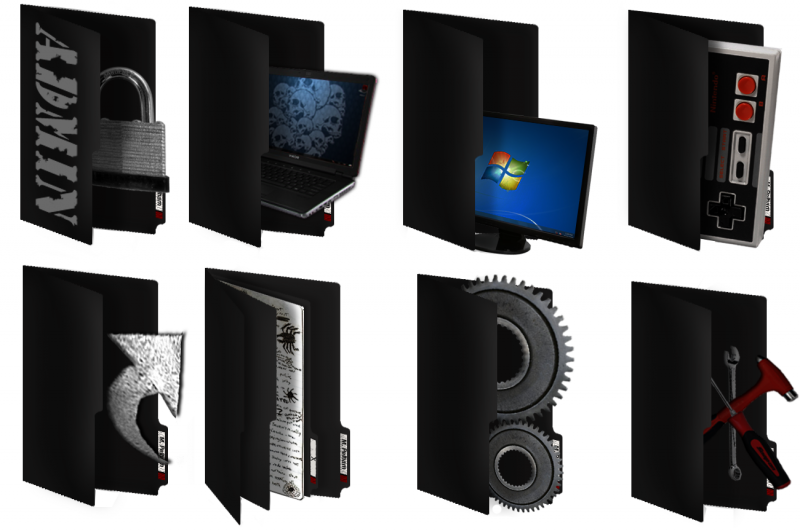 Black File Folder Icons HD Packs
