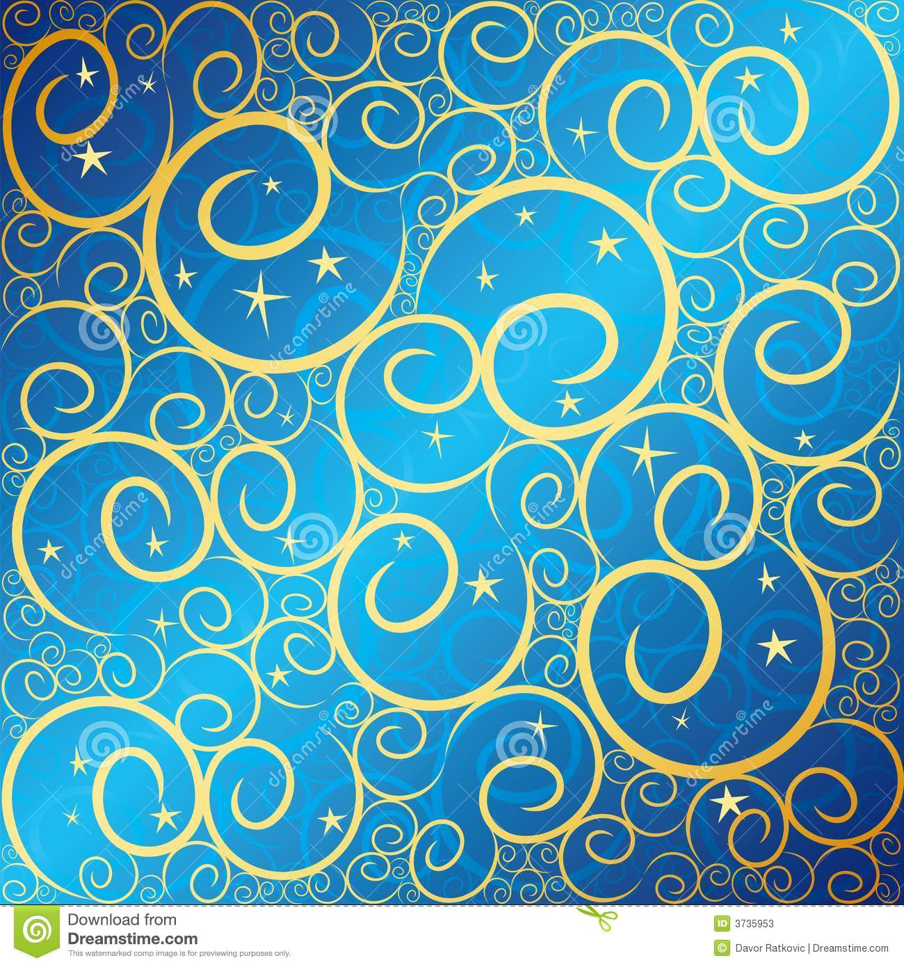 Blue and Gold Swirls