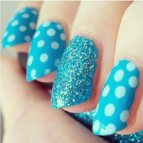 Blue Polka Dot Nails