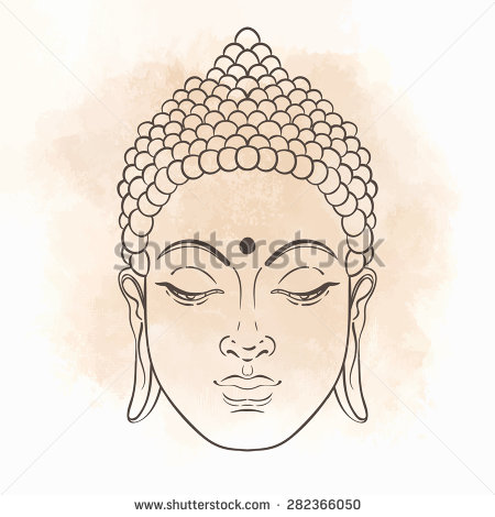Buddha Head Drawing Vector