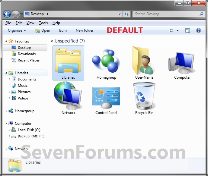 Change Default Icons Windows 7