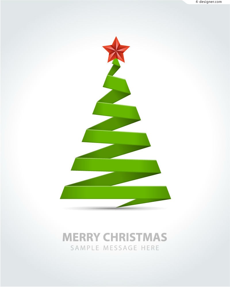 Christmas Tree Ribbon Vector